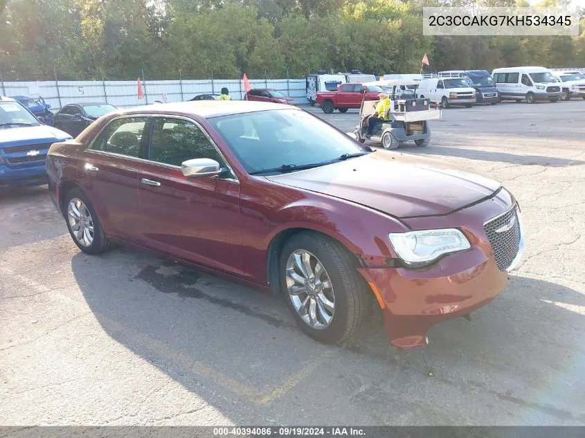 2019 Chrysler 300 Limited Awd VIN: 2C3CCAKG7KH534345 Lot: 40394086