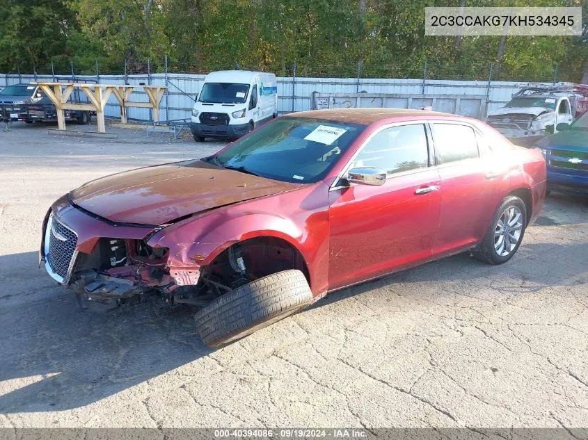 2C3CCAKG7KH534345 2019 Chrysler 300 Limited Awd