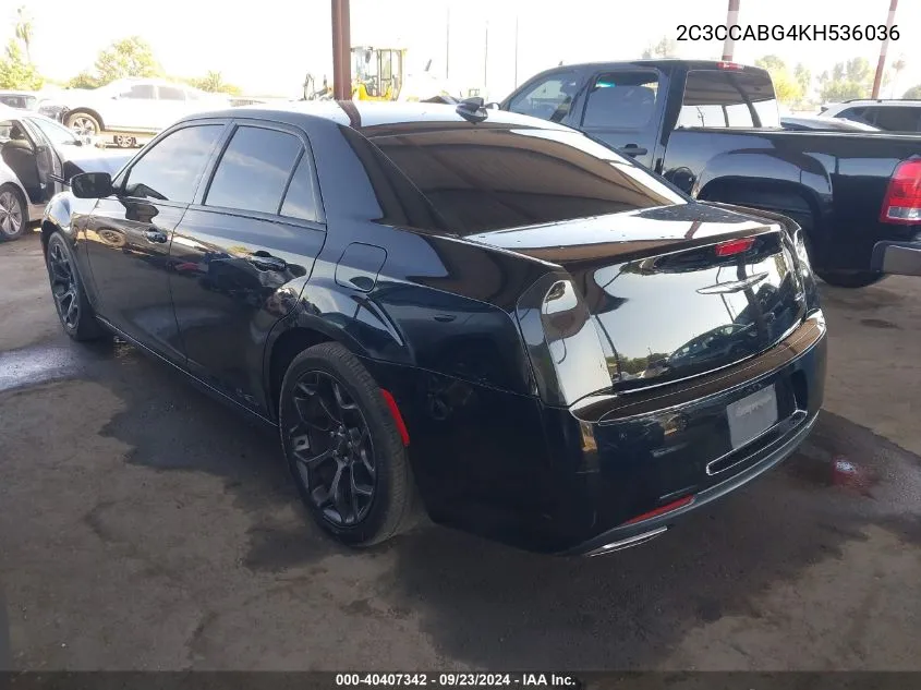 2019 Chrysler 300 S VIN: 2C3CCABG4KH536036 Lot: 40407342