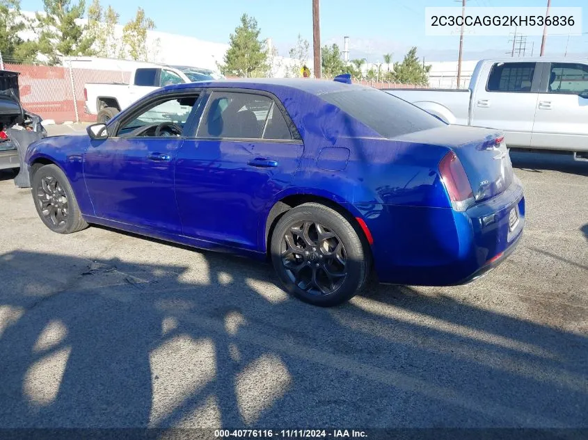 2019 Chrysler 300 300S Awd VIN: 2C3CCAGG2KH536836 Lot: 40776116