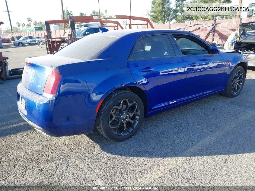 2019 Chrysler 300 300S Awd VIN: 2C3CCAGG2KH536836 Lot: 40776116