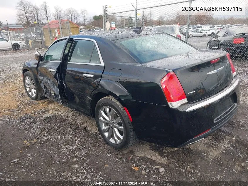 2019 Chrysler 300 Limited Awd VIN: 2C3CCAKG5KH537115 Lot: 40790067