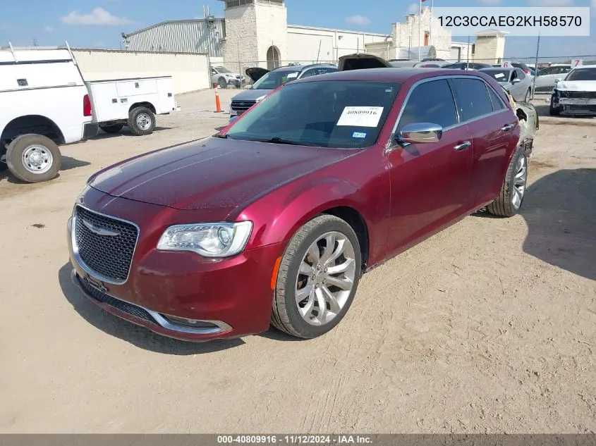 2019 Chrysler 300 Limited VIN: 12C3CCAEG2KH58570 Lot: 40809916