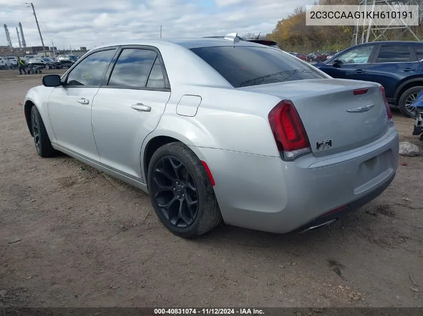 2019 Chrysler 300 Touring VIN: 2C3CCAAG1KH610191 Lot: 40831074