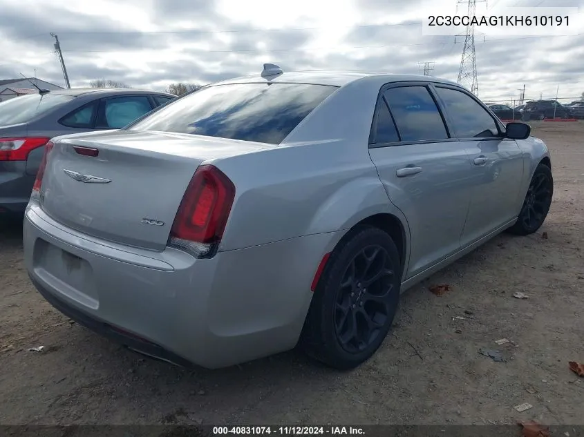 2019 Chrysler 300 Touring VIN: 2C3CCAAG1KH610191 Lot: 40831074