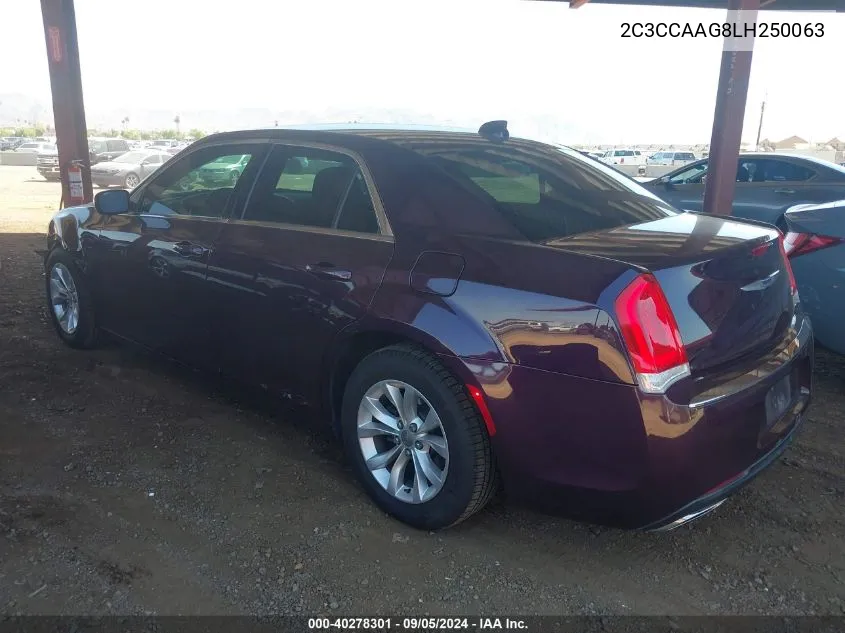 2020 Chrysler 300 Touring VIN: 2C3CCAAG8LH250063 Lot: 40278301