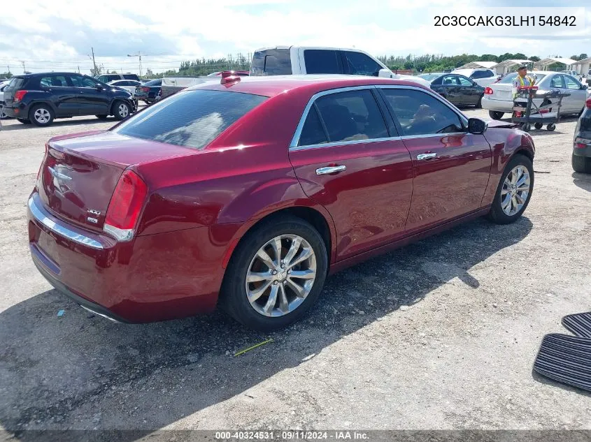 2020 Chrysler 300 Limited VIN: 2C3CCAKG3LH154842 Lot: 40324531