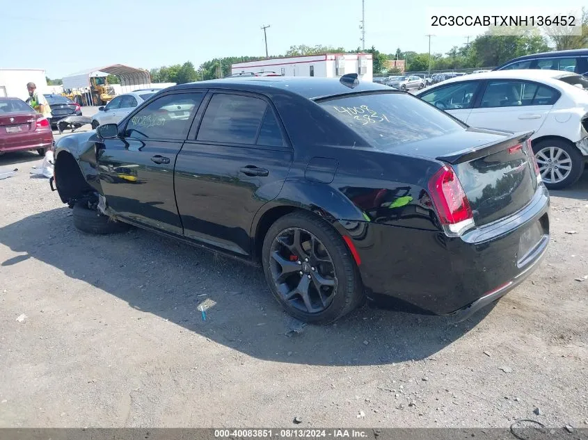 2022 Chrysler 300 S VIN: 2C3CCABTXNH136452 Lot: 40083851