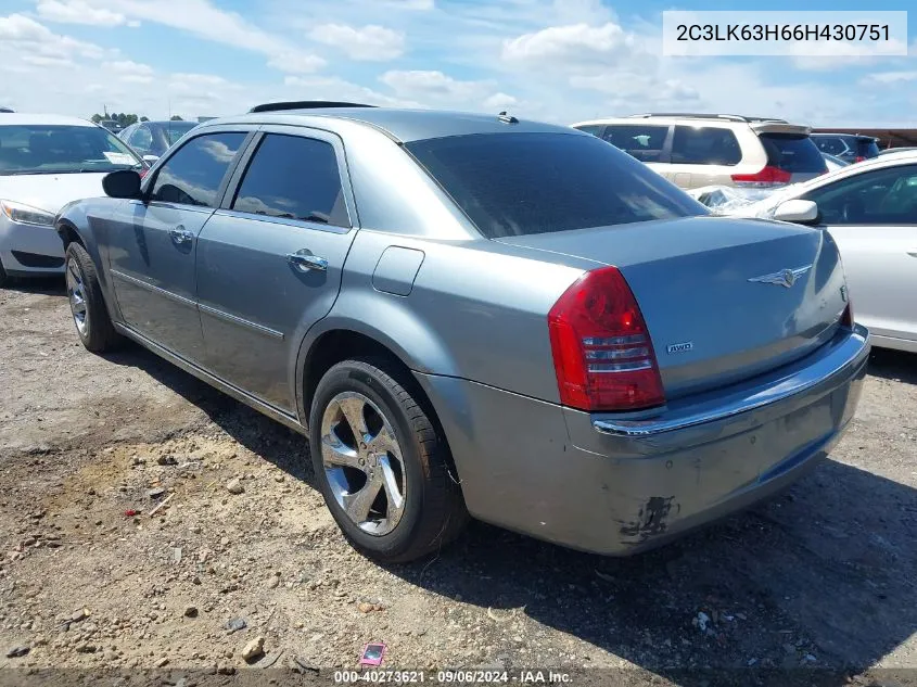 2006 Chrysler 300C VIN: 2C3LK63H66H430751 Lot: 40273621