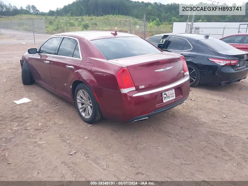 2015 Chrysler 300C VIN: 2C3CCAEGXFH893741 Lot: 39349191