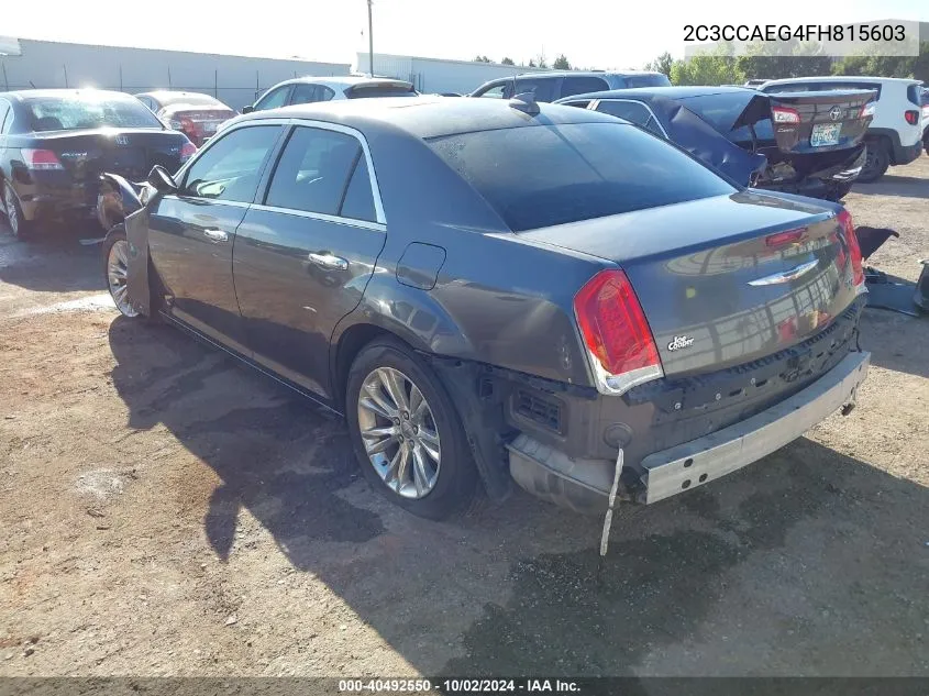 2015 Chrysler 300C VIN: 2C3CCAEG4FH815603 Lot: 40492550