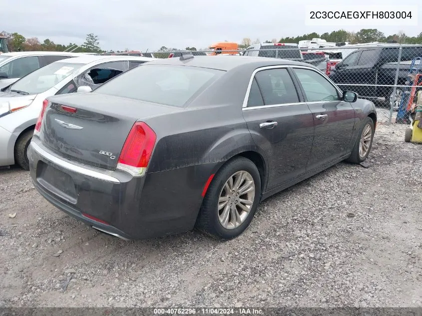 2015 Chrysler 300C VIN: 2C3CCAEGXFH803004 Lot: 40752296