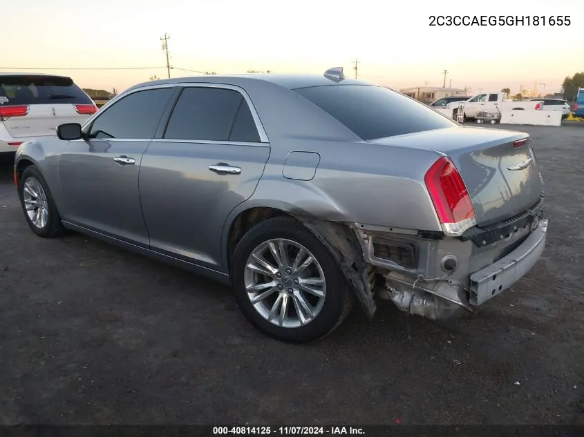 2016 Chrysler 300C VIN: 2C3CCAEG5GH181655 Lot: 40814125