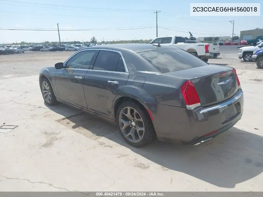 2017 Chrysler 300C VIN: 2C3CCAEG6HH560018 Lot: 40421479