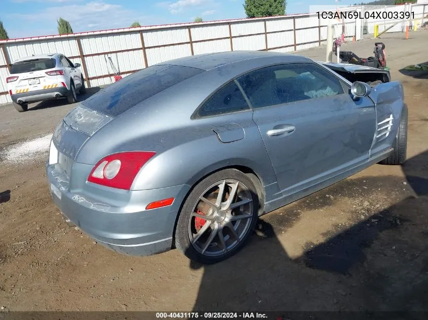 2004 Chrysler Crossfire VIN: 1C3AN69L04X003391 Lot: 40431175