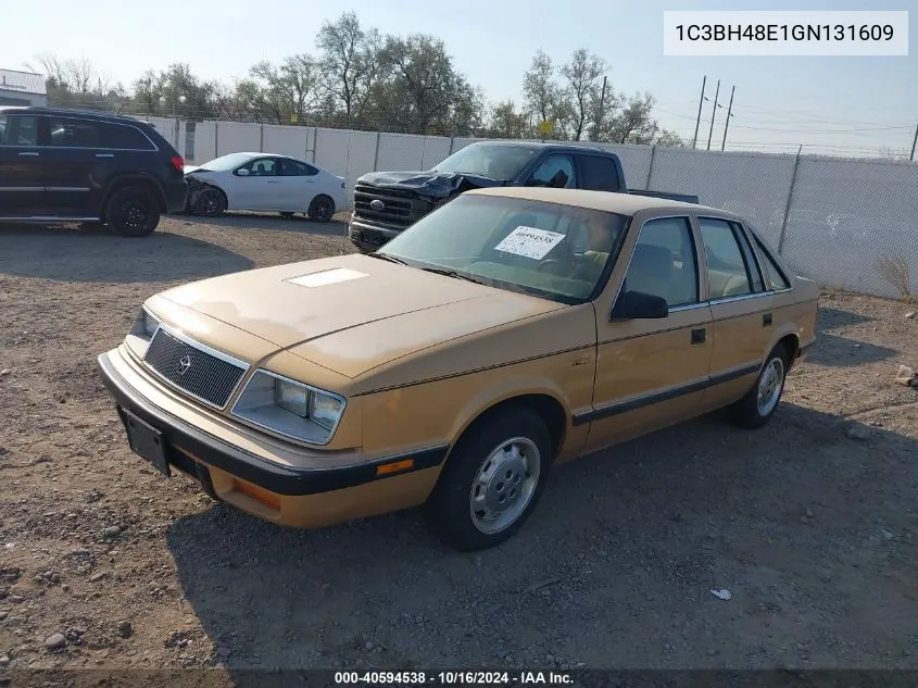 1986 Chrysler Lebaron Gts VIN: 1C3BH48E1GN131609 Lot: 40594538