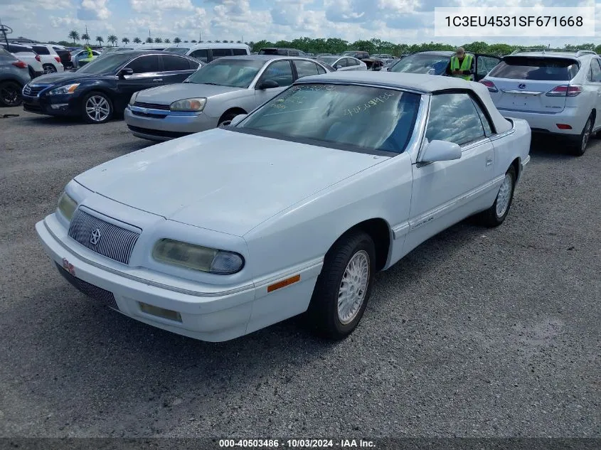 1995 Chrysler Lebaron Gtc VIN: 1C3EU4531SF671668 Lot: 40503486