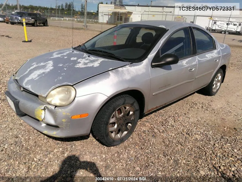 2000 Chrysler Neon Le/Lx VIN: 1C3ES46C7YD572331 Lot: 30042410