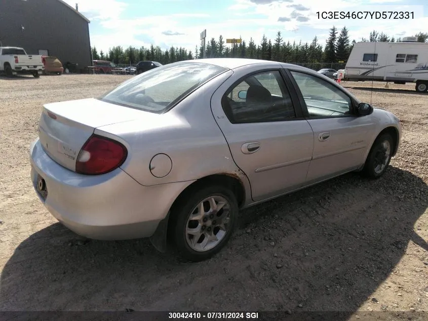 2000 Chrysler Neon Le/Lx VIN: 1C3ES46C7YD572331 Lot: 30042410