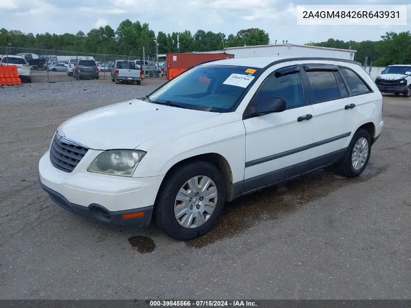 2006 Chrysler Pacifica VIN: 2A4GM48426R643931 Lot: 39845566