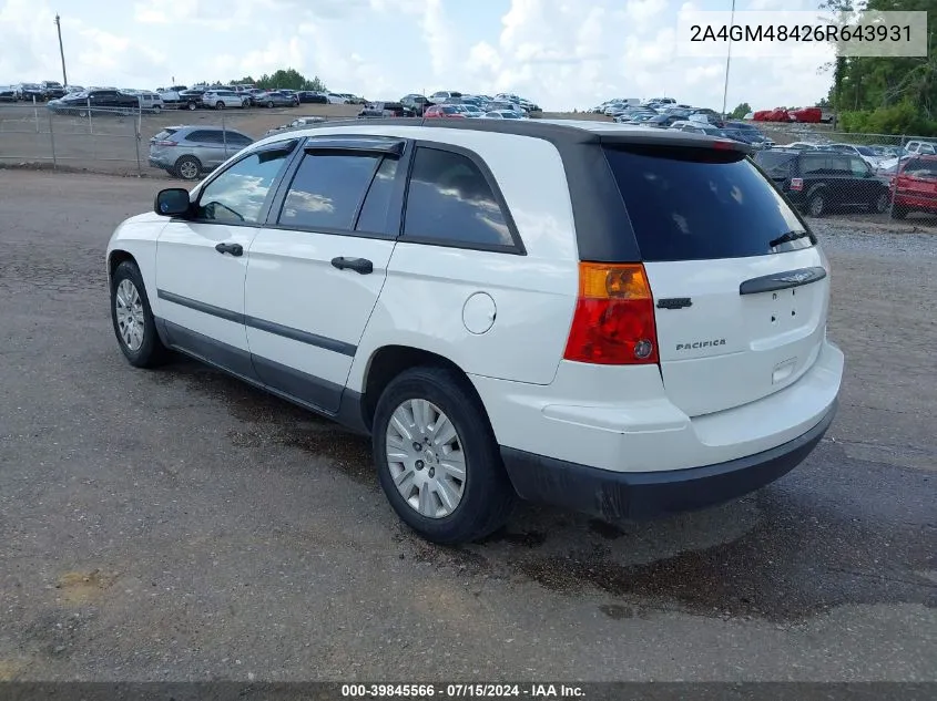 2006 Chrysler Pacifica VIN: 2A4GM48426R643931 Lot: 39845566