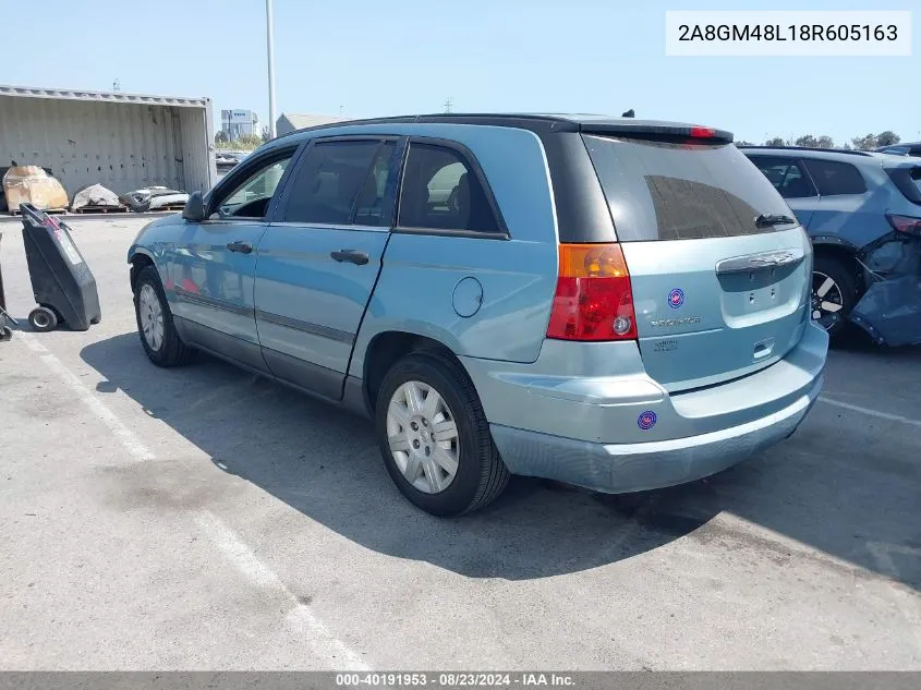 2008 Chrysler Pacifica Lx VIN: 2A8GM48L18R605163 Lot: 40191953