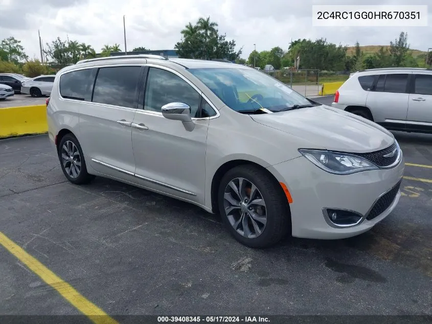 2017 Chrysler Pacifica Limited VIN: 2C4RC1GG0HR670351 Lot: 39408345