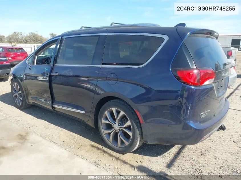 2017 Chrysler Pacifica Limited VIN: 2C4RC1GG0HR748255 Lot: 40871354