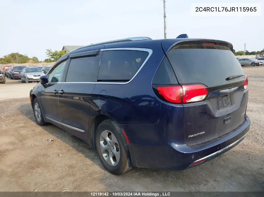 2018 Chrysler Pacifica Hybrid Touring L VIN: 2C4RC1L76JR115965 Lot: 12119142