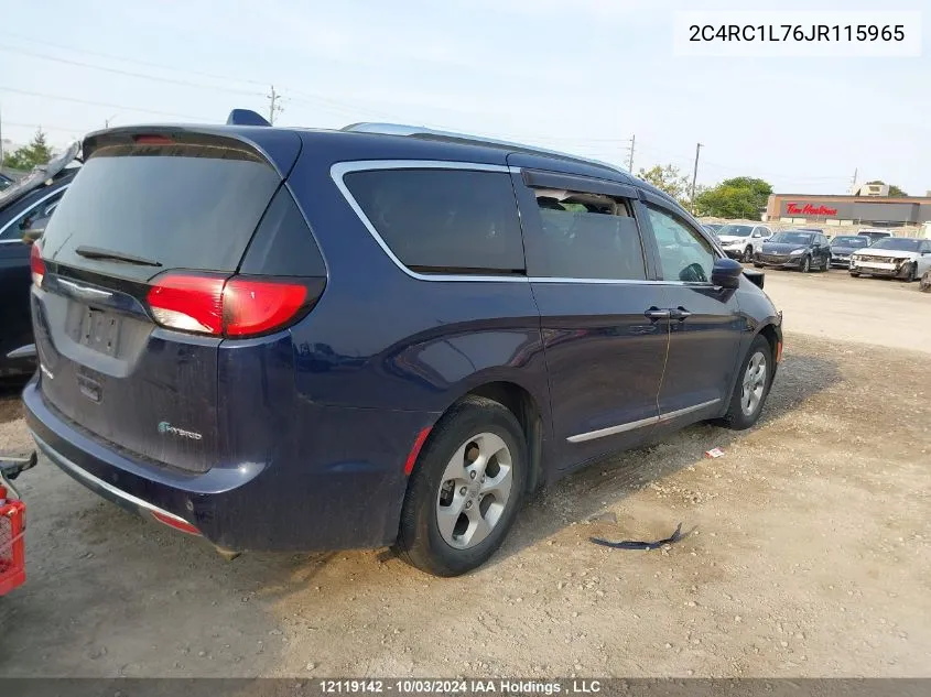 2018 Chrysler Pacifica Hybrid Touring L VIN: 2C4RC1L76JR115965 Lot: 12119142