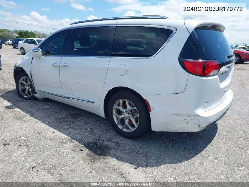 2018 Chrysler Pacifica Limited VIN: 2C4RC1GG3JR170772 Lot: 40357953