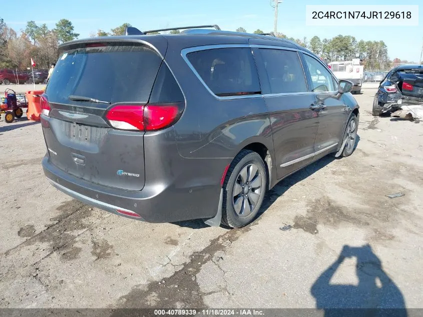 2018 Chrysler Pacifica Hybrid Limited VIN: 2C4RC1N74JR129618 Lot: 40789339