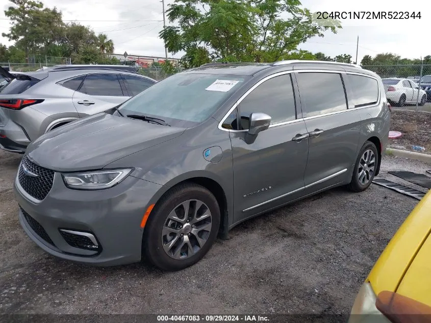 2021 Chrysler Pacifica Hybrid Pinnacle VIN: 2C4RC1N72MR522344 Lot: 40467083