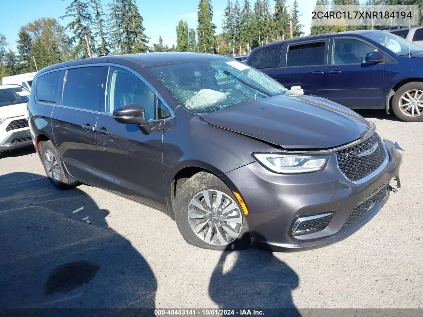 2022 Chrysler Pacifica Hybrid Touring L VIN: 2C4RC1L7XNR184194 Lot: 40483141