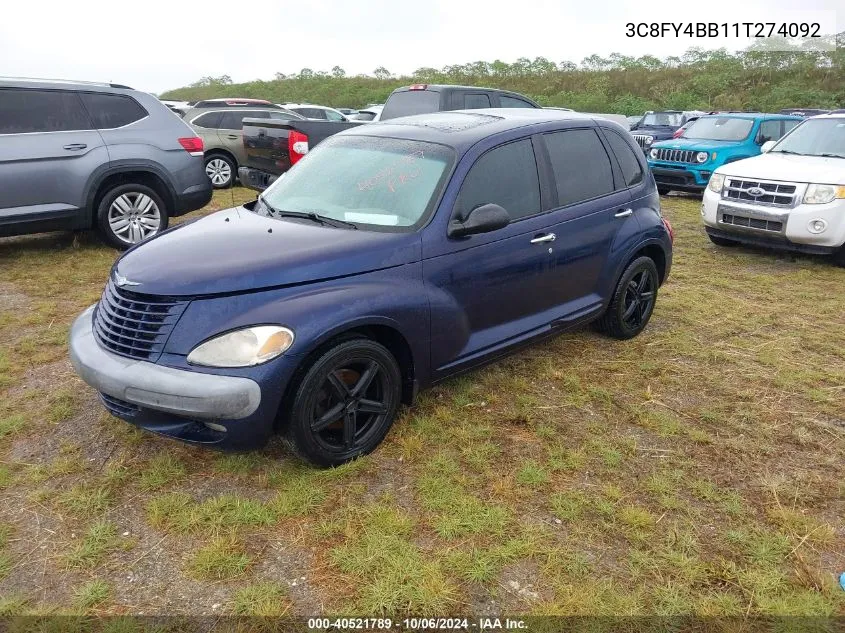 2001 Chrysler Pt Cruiser VIN: 3C8FY4BB11T274092 Lot: 40521789