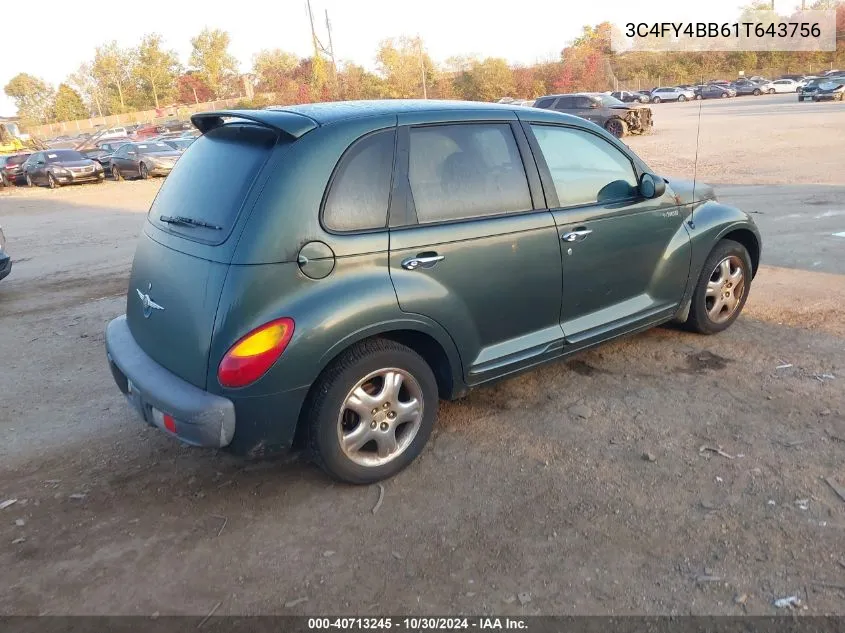 2001 Chrysler Pt Cruiser VIN: 3C4FY4BB61T643756 Lot: 40713245