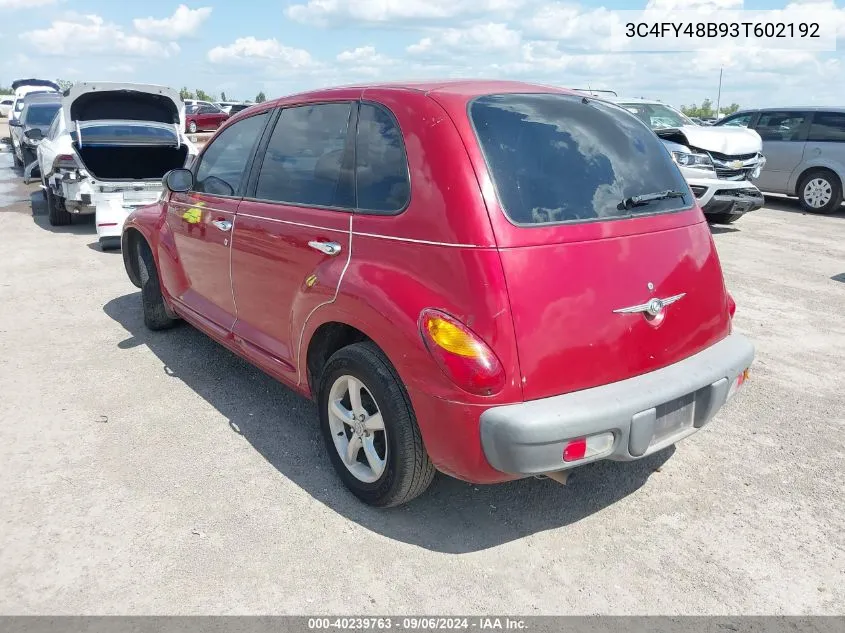 2003 Chrysler Pt Cruiser VIN: 3C4FY48B93T602192 Lot: 40239763