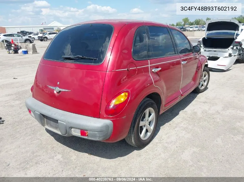 2003 Chrysler Pt Cruiser VIN: 3C4FY48B93T602192 Lot: 40239763