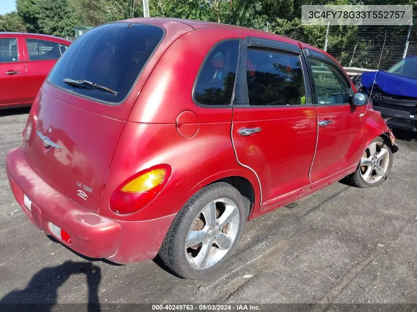 2003 Chrysler Pt Cruiser Gt VIN: 3C4FY78G33T552757 Lot: 40249763