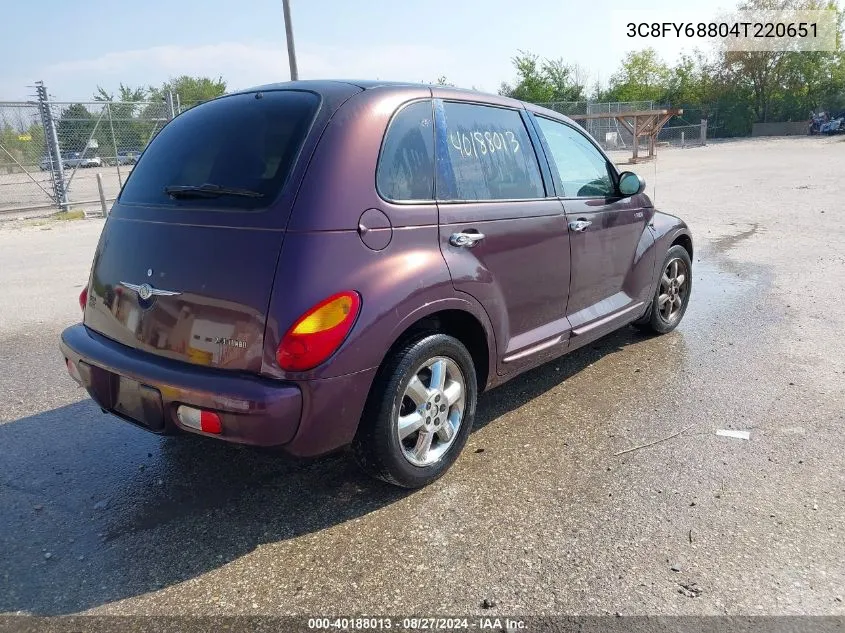 2004 Chrysler Pt Cruiser Limited VIN: 3C8FY68804T220651 Lot: 40188013