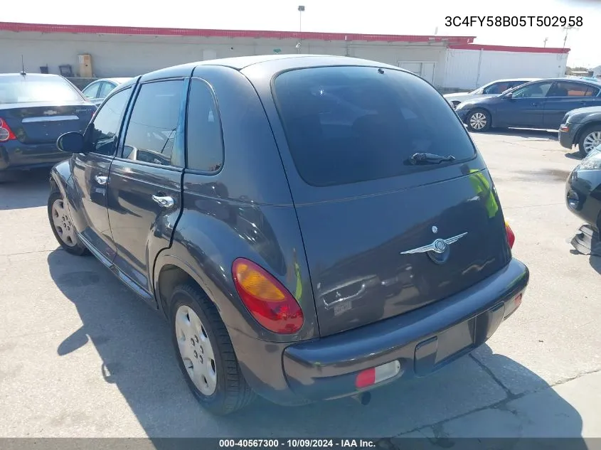 2005 Chrysler Pt Cruiser Touring VIN: 3C4FY58B05T502958 Lot: 40567300