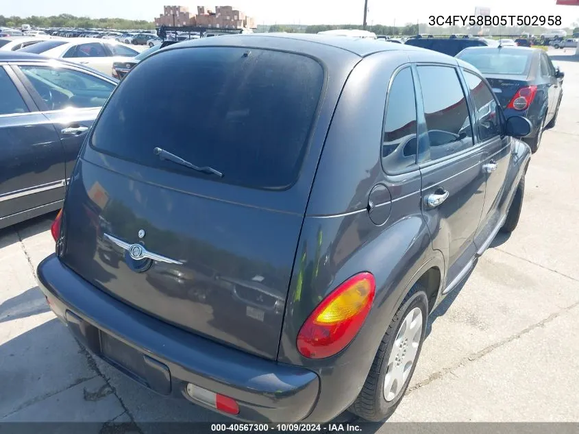 2005 Chrysler Pt Cruiser Touring VIN: 3C4FY58B05T502958 Lot: 40567300