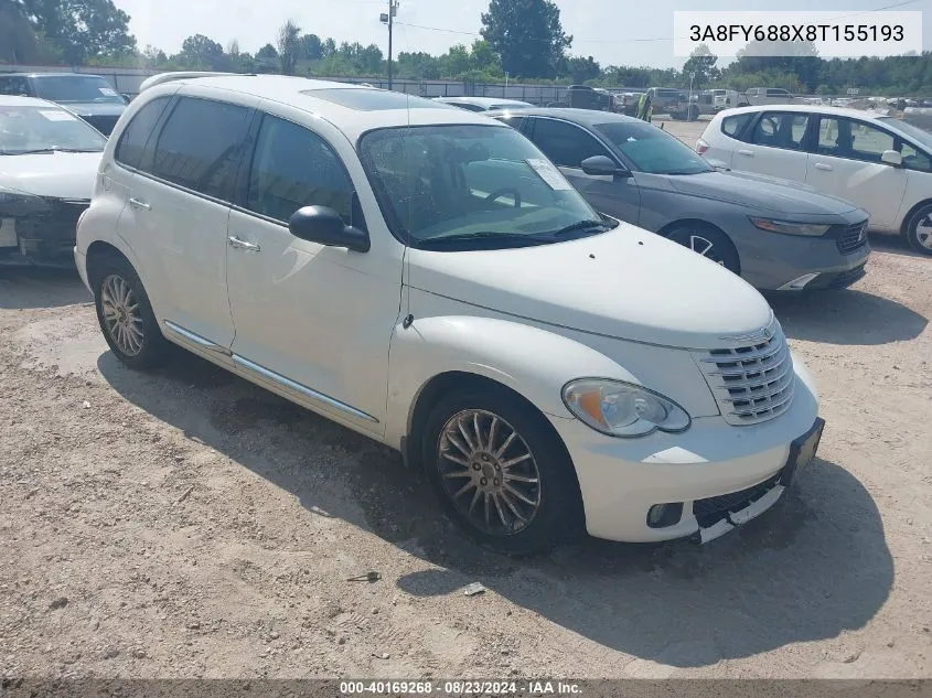 2008 Chrysler Pt Cruiser Limited VIN: 3A8FY688X8T155193 Lot: 40169268