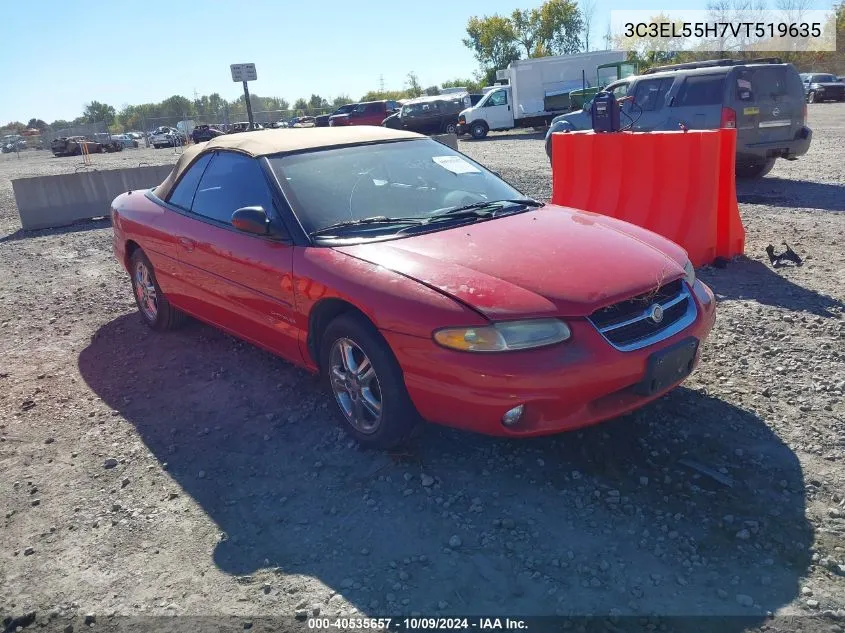 1997 Chrysler Sebring Jxi VIN: 3C3EL55H7VT519635 Lot: 40535657