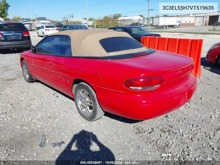 1997 Chrysler Sebring Jxi VIN: 3C3EL55H7VT519635 Lot: 40535657