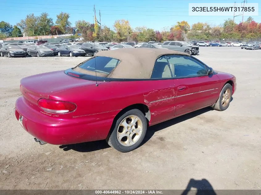 1998 Chrysler Sebring Jxi VIN: 3C3EL55H6WT317855 Lot: 40644962