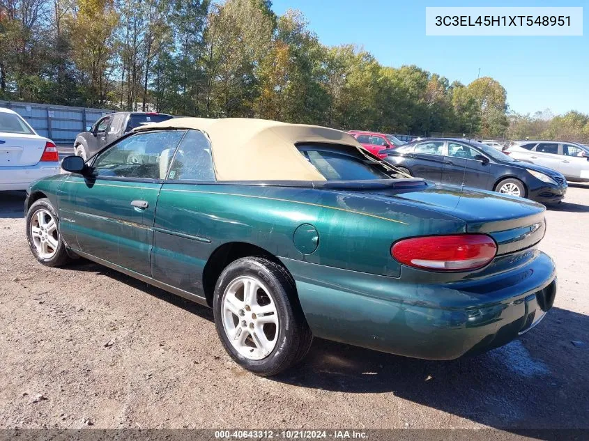 1999 Chrysler Sebring Jx VIN: 3C3EL45H1XT548951 Lot: 40643312