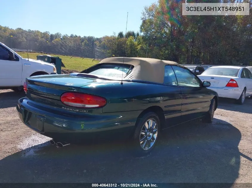 1999 Chrysler Sebring Jx VIN: 3C3EL45H1XT548951 Lot: 40643312