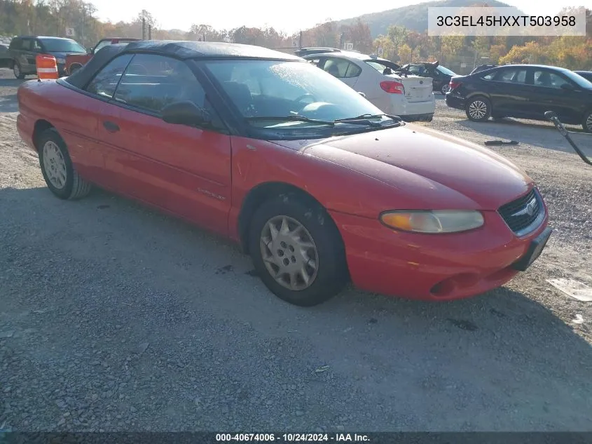 1999 Chrysler Sebring Jx VIN: 3C3EL45HXXT503958 Lot: 40674006