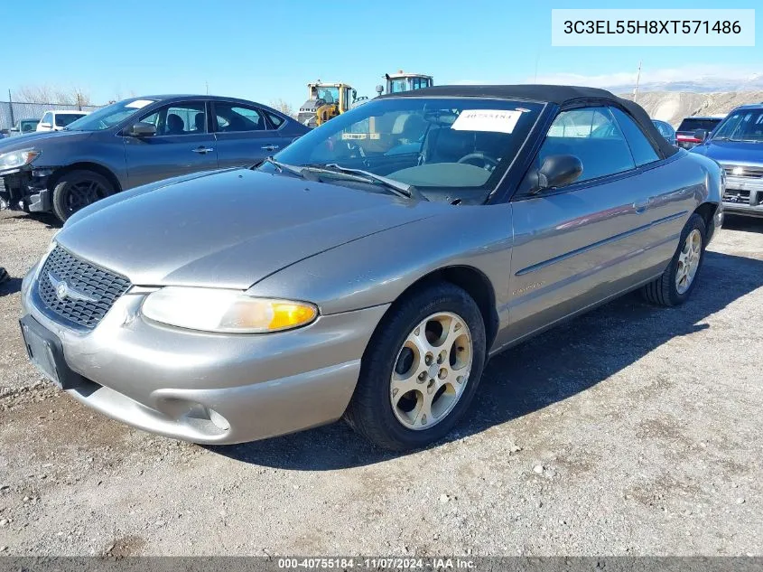 1999 Chrysler Sebring Jxi VIN: 3C3EL55H8XT571486 Lot: 40755184